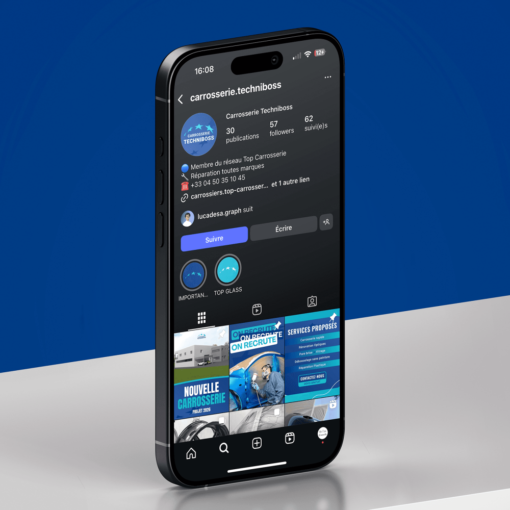 Réseaux sociaux carrosserie Techniboss